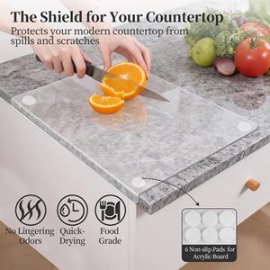 2 planches à découper pour la cuisine, <span class=keywords><strong>planche</strong></span> à découper en bois avec rainure pour les jus et <span class=keywords><strong>planche</strong></span> de cuisson en acrylique avec rebord de comptoir - Product Image 5
