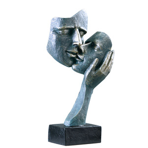Ornements d'art abstrait de style européen 'Silence is Gold' <span class=keywords><strong>Sculpture</strong></span> de <span class=keywords><strong>visage</strong></span> en résine <span class=keywords><strong>Couple</strong></span> écologique pour l'amour Ornement Offre spéciale - Product Image 1