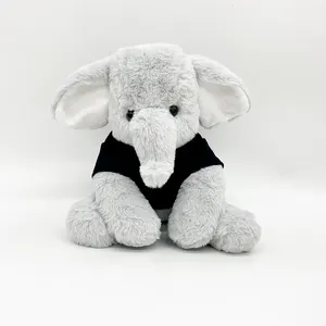 Cute sublimated logo cartoon elephant stuffed dolls customized logo elephant plush toys with shirt festival gift decoration