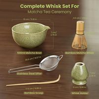 Ensemble fouet à matcha, bol en céramique et chasen artisanal