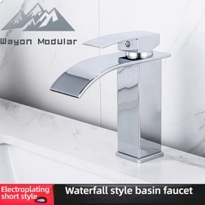 Robinet de lavabo de salle de bain moderne de luxe Wayon, cascade carrée, <span class=keywords><strong>mitigeur</strong></span> à poignée unique - Product Image 5