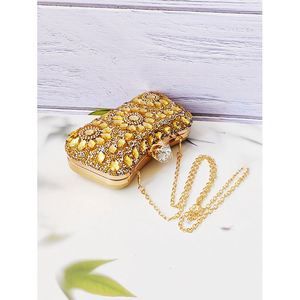 Kalp Şeklinde El Çantası Rhinestone Akşam Çantaları Bayanlar İçin Altın Kristal El Çantası - Product Image 3