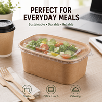 Afhaalschaal van kraftpapier, voedselveilig, biologisch afbreekbaar, met deksel, wegwerpbaar, milieuvriendelijk, voor salade, koekjes, snacks, restaurant