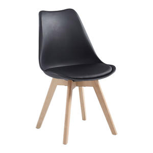 Silla <span class=keywords><strong>Tulip</strong></span>án de Plástico con Asiento Tapizado, Patas de Madera Modernas, Cojín Acolchado Suave, <span class=keywords><strong>Sillas</strong></span> con Carcasa para Cocina, Comedor, Dormitorio, Sala de Estar - Product Image 1