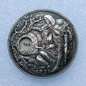 Moneda Coleccionable con Mecanismo, Copa Nomada, Estilo Europeo-Americano, Inspirada en la Cultura Maya, Cobre Plateado con Borde Dentado, Moneda para Eventos - Product Image 2