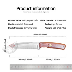 Cuchillo Táctico Personalizable Doberman de Acero Inoxidable de Alta Calidad con Hoja Fija y Funda de Madera para Uso en Exteriores, Incluye Funda, DIY, OEM, Edición Limitada - Product Image 6