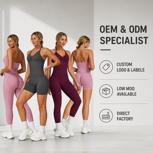 Custom Women's Solid High Elastic Waist Lightweight Activewear 3-Piece <b>Gym</b> <b>Set</b> with Front Logo for Running Yoga Fitness Workout - Product Image 5