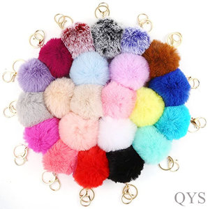 พวงกุญแจขนเฟอร์เทียมแบบกำหนดเองได้ QYS พวงกุญแจขนปุยน่ารัก ขนาด 8 ซม. ของขวัญ - Product Image 1