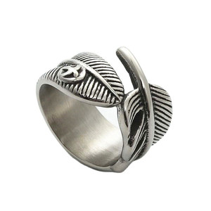 yunnique Feather <b>Ring</b> Men's Silver Retro Geometric Jewelry Gift 26029 - Product Image 1