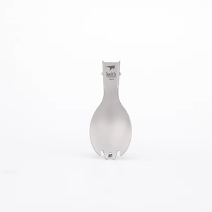Cuillère-fourchette pliable en titane ultralégère, couverts de camping, manche pliable en titane, gris argenté, logo personnalisable, voyage - Product Image 4