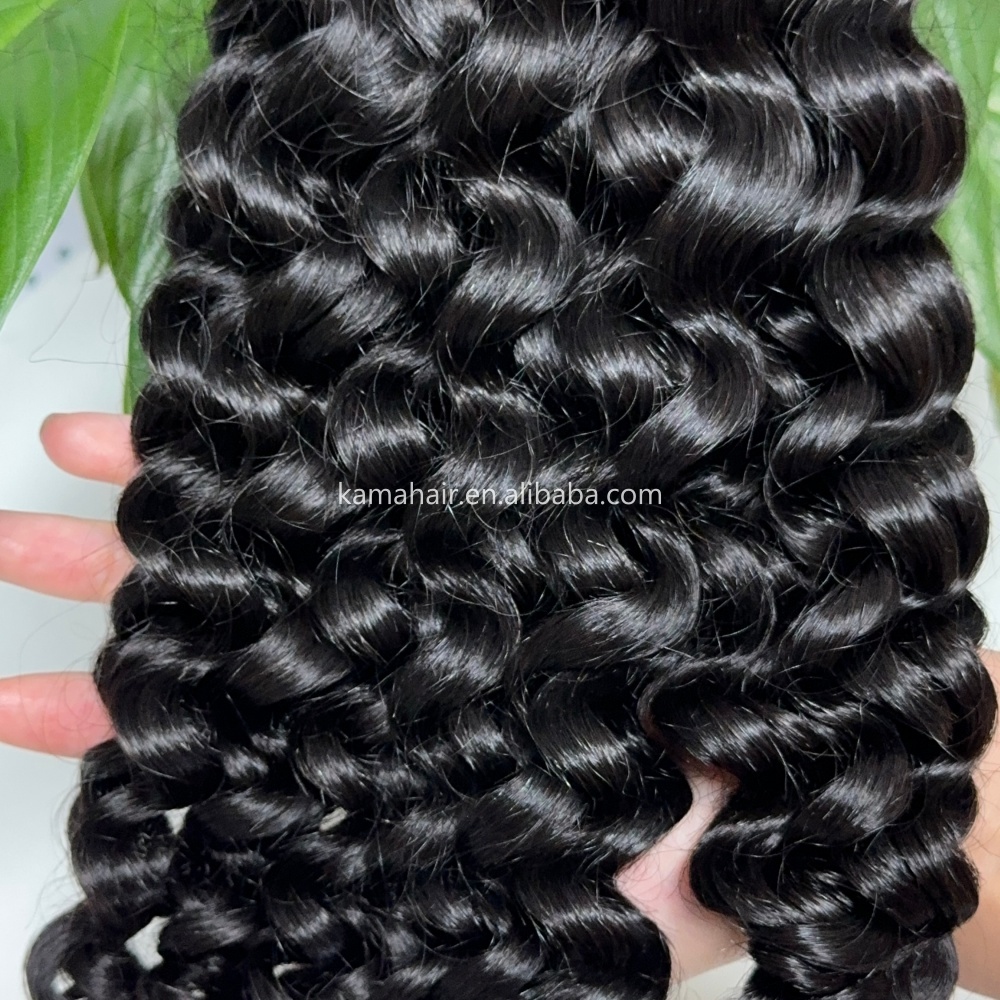 KAMA Feather Tip Crochet Human Hair Extension Deep Curly No Weft Boho Braiding Bulk Hair Wholesale Price Detail Section 5