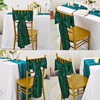 Décoration de fête de mariage : Nœuds de chaise verts, rubans de chaise en soie verte, écharpes de chaise en soie, guirlandes de chaise pour la décoration de la scène et des dossier de chaise