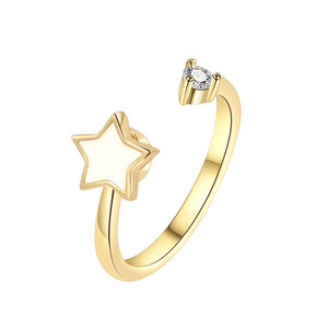 Factory Wholesale fashion jewelry minimalist adjustable enamel Star <b>ring</b> Copper Gold Plated anxiety <b>spin</b> <b>rings</b> For Girls - Product Image 5