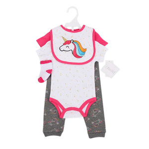 Ensemble 5 pièces en coton imprimé animal pour bébé fille : barboteuse, pantalon, bavoir, chaussettes, vêtements de nouveau-né, combinaison princesse, pyjama, t-shirt bébé - Product Image 6