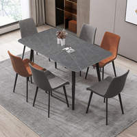 Table à manger en céramique à la mode Rectangle en céramique effet marbre haut avec pieds en métal pour la maison salle à manger Tables à manger