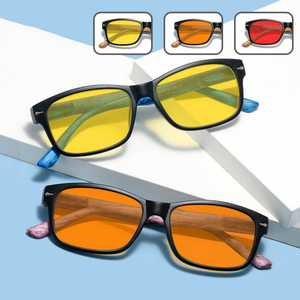 Y777 Nouvelles Lunettes Carrées Colorées Ultra-légères pour Hommes et Femmes, Monture PC Effet <span class=keywords><strong>Bois</strong></span>, Anti-lumière Bleue, pour Jeux Vidéo - Product Image 1