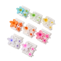 Juego de 3 Pinzas para el Cabello de Plástico con Diseño de Plumeria Hawaiana, 8 cm Grandes + 4 cm Pequeñas, Pinzas de Flor Tropical para Mujer, Uso en la Playa en Verano