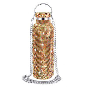 Botella Deportiva de Acero Inoxidable de Doble Pared con Boca Ancha de 17 oz/500 ml, Tapa de Acero para Exteriores, Adornada con Diamantes de Imitación - Product Image 4