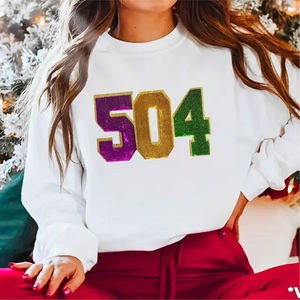 Parche Termoadhesivo Bordado con Lentejuelas Grandes para Ropa, Diseño Personalizado de Vacaciones, Mardi Gras de <span class=keywords><strong>Alabama</strong></span> 504 - Product Image 6