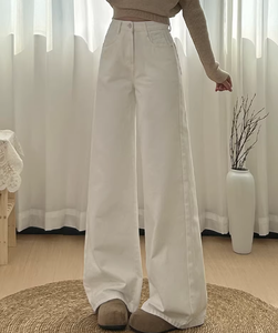 ZZH XZ2251 Jeans droits à jambes larges pour femmes, style coréen, taille haute, <span class=keywords><strong>coupe</strong></span> ajustée, décontracté et tendance - Product Image 2