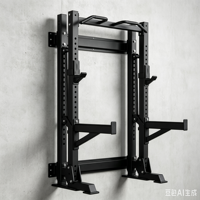 Rack de squat mural en acier pliable, barre de traction, rack d'entraînement fonctionnel multi-stations, cage de musculation Smith