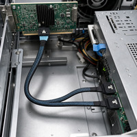 Kabel SlimSAS 8I SFF 8654 ke 2X SlimSAS 4I SFF 8654 Server Kecepatan Tinggi 74 Pin ke 38 Pin untuk NVMe SSD RAID Backplane