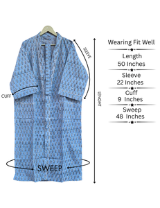 New <b>Kimono</b> Robe Cotton Floral Hand Block Print Breathable Long Sleeve Nightwear & Luxury <b>Beach</b> Cover-Up Wholesale Price - Product Image 4