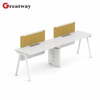 Bureau modulaire commercial pour espace de travail ouvert, poste de travail de bureau en équipe avec panneau de confidentialité en tissu