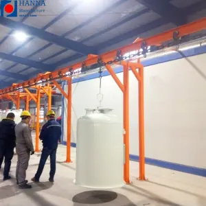 electrostatic tech powder paint coating line with spraying dip washing drying curing furnace conveyor system