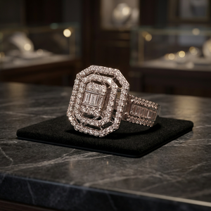 Emerald Cut Diamond <b>Cocktail</b> <b>Ring</b> Women 18K Solid <b>Gold</b> Geometric Luxury Engagement <b>Ring</b> - Product Image 3