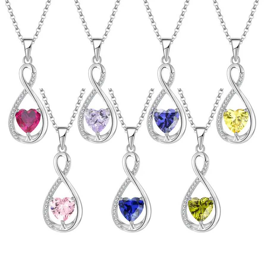 YILUN 925 in argento Sterling ciondolo con cuore di cristallo Infinity Love Design colorato zircone cubico gioielli pendenti per le donne