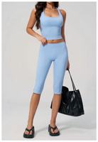 Short de yoga taille basse style pantalon mi-long pour l'été, avec effet gainant ventre plat et design froncé fessier, idéal pour le sport et les tenues quotidiennes