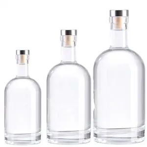 customized vodka bottle whisky bottle brandy bottle with different shapes and weight hot stamping silk screen printing