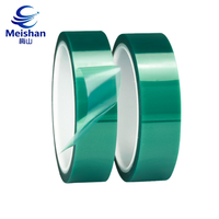 Ruban isolant haute température Meishan Green PET, protecteur acrylique simple pour scellage de sacs, galvanoplastie, peinture, masquage industriel