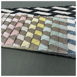 Fabricant Personnalisé 100% Polyester Bleu Gris Lettres Géométriques Chenille Jacquard Tissu d'<span class=keywords><strong>ameublement</strong></span> - Product Image 4