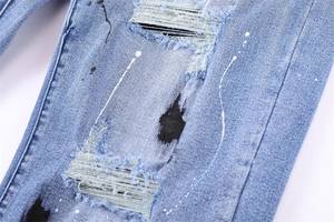 <span class=keywords><strong>Trapo</strong></span> pintado con aerosol con agujeros Hombres Jeans Denim Tapered Custom Baggy Jeans Quality Jeans - Product Image 6