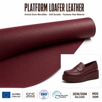 Cuir synthétique PU grain litchi imperméable écologique pour mocassins plateforme, matériaux SGS ISO EU POPs recyclés, OEM ODM MOQ100M