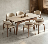 Ensemble de table à manger rectangulaire moderne de luxe en pierre frittée et bois de frêne massif, écologique, durable, 4-6 places, pour appartement, complet