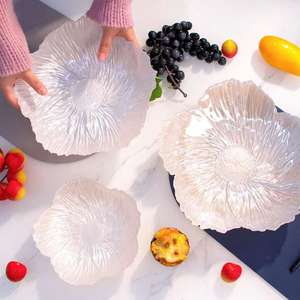 طبق شاي زجاجي فواكه كبير على الطراز الأوروبي متين بتصميم بسيط وعصري للوجبات الخفيفة والحفلات يعرض الزهور لغرفة المعيشة - Product Image 1