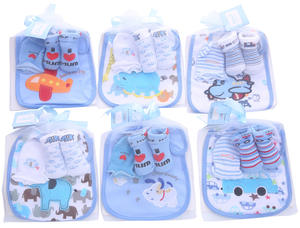 Lot de Chaussettes-Chaussons en Coton pour Bébé + Moufles + Bavoir, Chaussettes Courtes à Motif Dessin Animé pour Bébés, Tout-Petits et Nouveau-nés, Cadeau Expédié Aléatoirement - Product Image 2