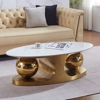 Ensemble de tables basses ovales en métal brillant de style italien, design moderne, durable, luxe léger, simple, meubles de salon double pour la maison