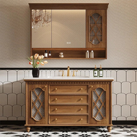 Meuble-lavabo de salle de bain rétro français à évier unique, personnalisable de 36 à 92 pouces, meuble-lavabo autoportant pour salles de bain rétro avec armoire miroir