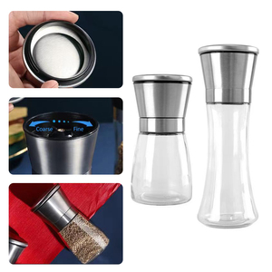 Moulin à sel et poivre multifonction en acier inoxydable de qualité supérieure, noir et argenté, pour épices et piments, rechargeable, pour sel de l'Himalaya - Product Image 3