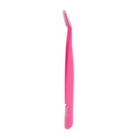 Pince à cils personnalisée avec logo, design pointu, antistatique, durable, en acier inoxydable, or rose, peigne à cils et sourcils, 10 mm