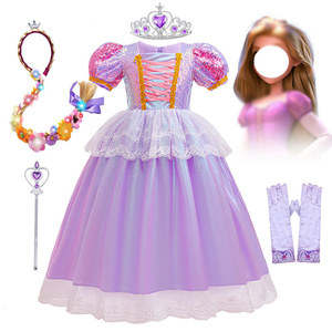 Costume da Principessa Rapunzel Viola per Bambine, per Feste di Compleanno, Halloween, Pasqua, Carnevale, Vestito Elegante per Feste - Product Image 1