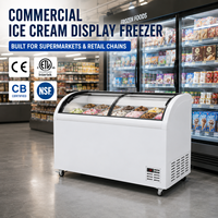 Congeladores Comerciales X-MING en Oferta para Exhibición de Helados y Paletas, 280L/350L/450L, Puerta de Vidrio Curva