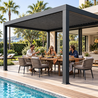 Pergola motorisée en aluminium avec éclairage LED, pavillon de jardin pour fêtes, modèle CE TUV NG-MP2026