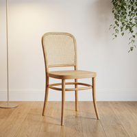 Chaise de salle à manger MULIGNA en rotin et bois massif, style nordique de luxe vintage, confortable, rétro, pour la maison, la salle de thé, avec dossier en hêtre