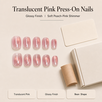 K900 Kaixin – Faux ongles roses translucides en gros, sur mesure, en forme de haricot, finition brillante, fournitures pour ongles roses