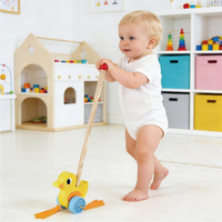 Jouets en bois pour l'éducation de la petite enfance Caneton Push Pull Walking Toys